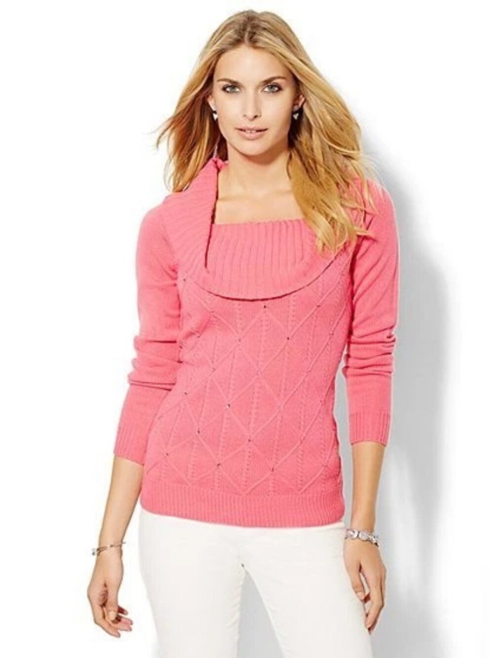 New York & Company Rhinestone Cowl-Neck Sweater, size M